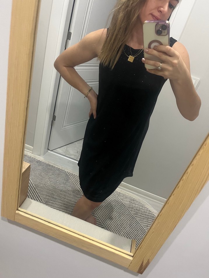 Siyah simli gece elbisesi - Görsel 3