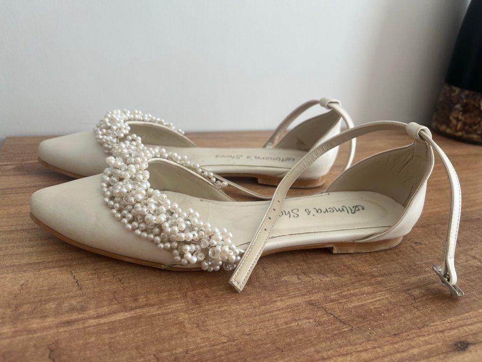 İnci Detaylı Beyaz Kadın Dolgu Topuklu Abiye Ayakkabı - Görsel 2