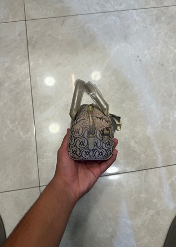  Beden kahverengi Renk Lacivert Desenli Kadın Omuz Çantası