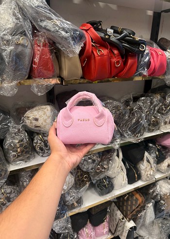 Vakko Pembe Baskılı Fermuarlı Kadın El Çantası