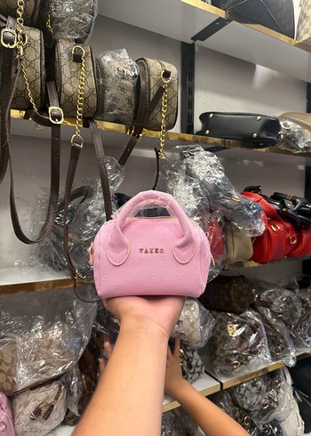 Beden Pembe Baskılı Fermuarlı Kadın El Çantası