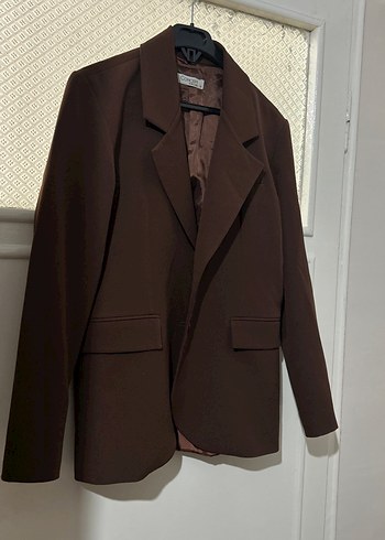 Düğmeli Kahverengi Kadın Blazer Ceket