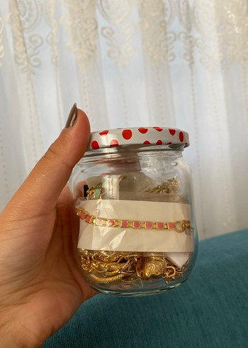 Beden altın Renk Süpriz takı kavanozu