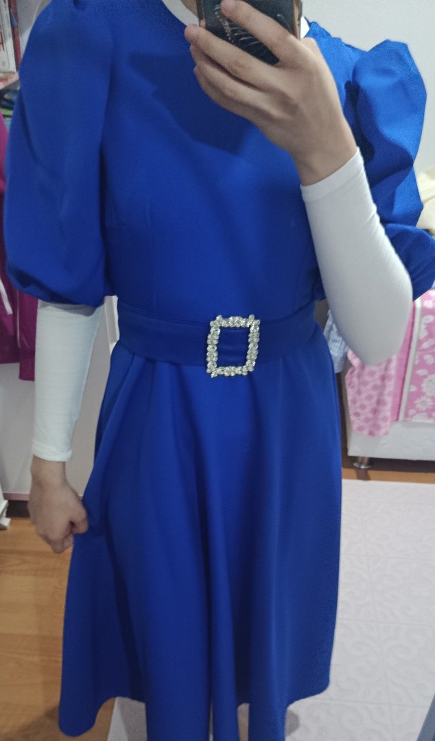 Saks Mavisi Abiye Elbise - Görsel 2