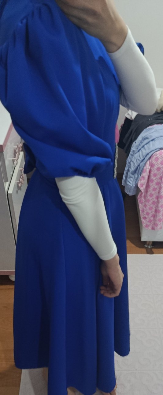 Saks Mavisi Abiye Elbise - Görsel 3