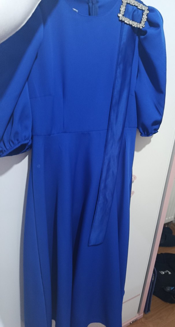 Saks Mavisi Abiye Elbise - Görsel 5