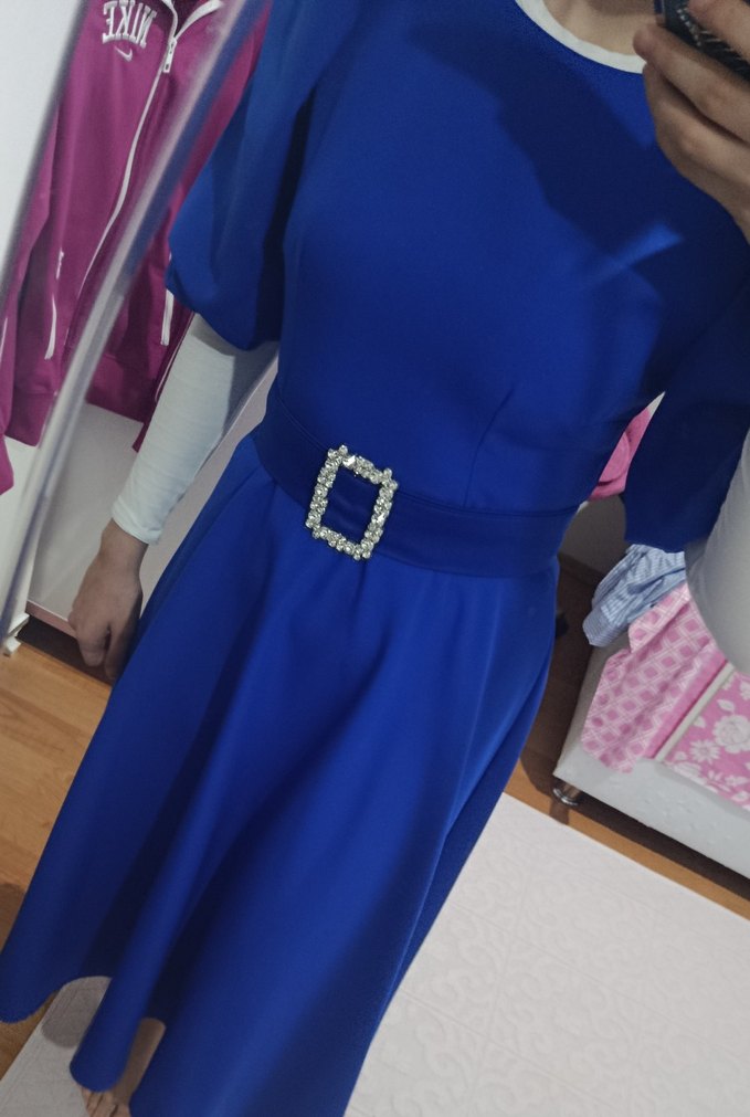 Saks Mavisi Abiye Elbise - Görsel 4