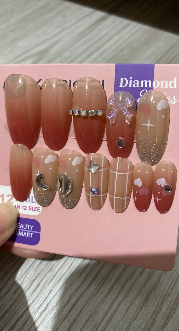 Pembe Pastel Taşlı takma Tırnak - Görsel 3