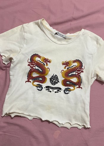 Kız Çocuk Beyaz Kısa Kollu Baskılı Tişört - Görsel 2