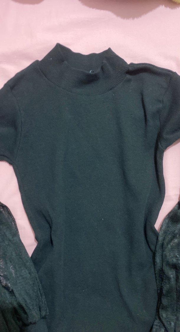 Siyah Boğazlı, Uzun Kollu Triko Bluz - Görsel 2