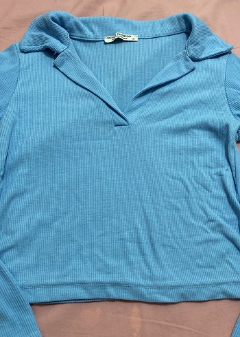 Mavi V Yaka Kadın Bluz - Görsel 4