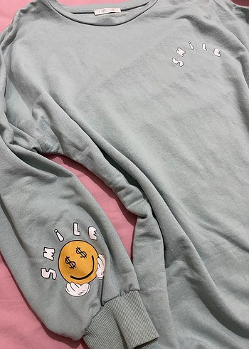 Turkuaz Uzun Kollu Kadın Sweatshirt - Görsel 3