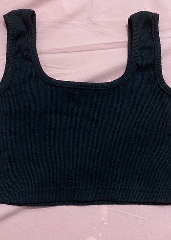 Siyah Kolsuz Crop Top - Görsel 2