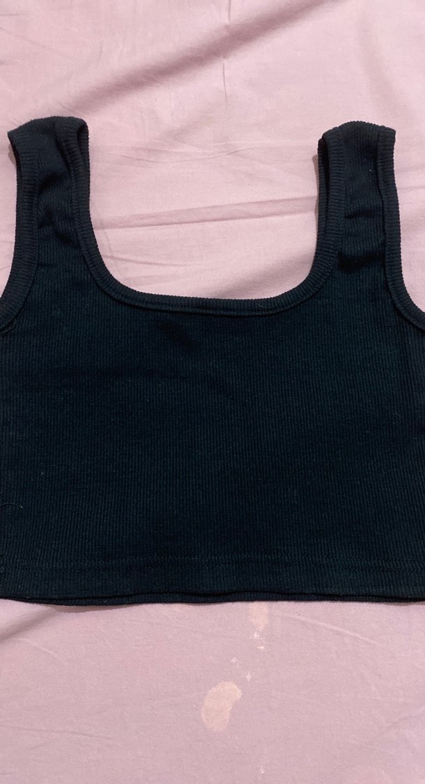 Siyah Kolsuz Crop Top - Görsel 2