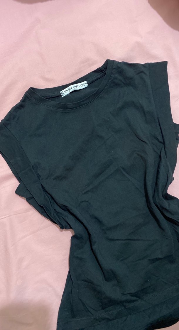 Siyah Kolsuz Basic Kadın Tişört - Görsel 3