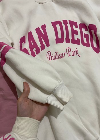 Pembe Baskılı Kadın Sweatshirt - Görsel 3