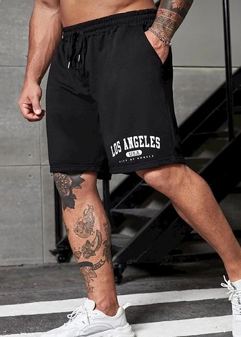 Siyah Bağcıklı Spor Erkek Şort - Görsel 2