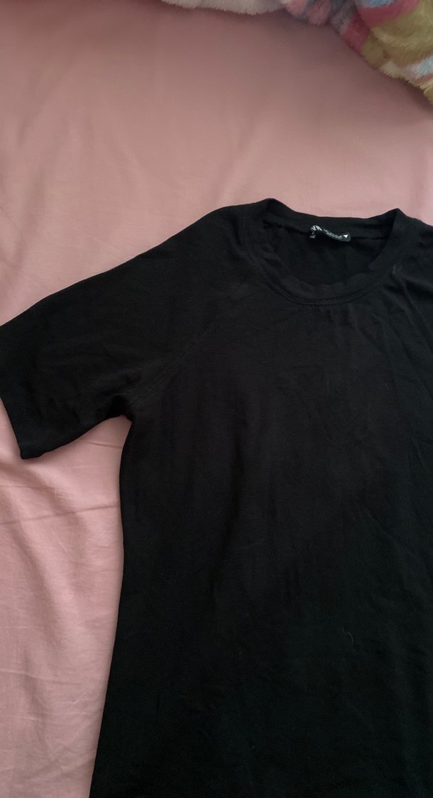 Siyah Kısa Kollu Kadın Tişört - Görsel 2