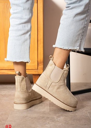 Ugg Bej Süet Dolgu Topuk Kadın Bot