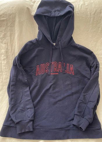 Kadın Kapüşonlu Mavi Sweatshirt