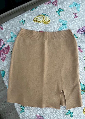Bej Triko Midi Etek