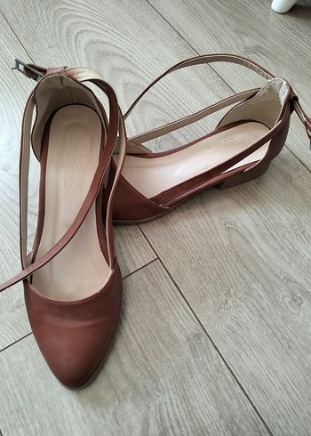 37 Beden kahverengi Renk kahverengi Deri Stiletto babet Kadın Ayakkabı