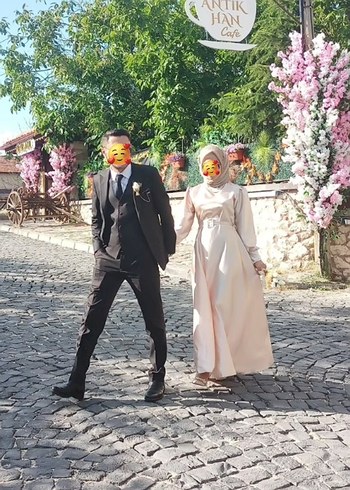 Abiye Pembe Bohem Uzun Nişan Elbisesi