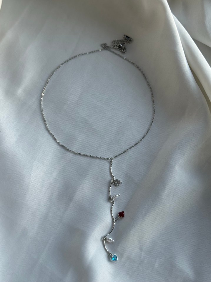 Uzun Zincir Detaylı Çok Renkli Kadın Kolye - Görsel 4