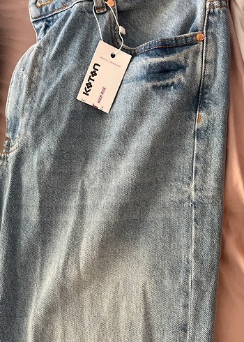 36 Beden mavi Renk Kadın Mavi Denim Midi Boy Bol Kesim Jean