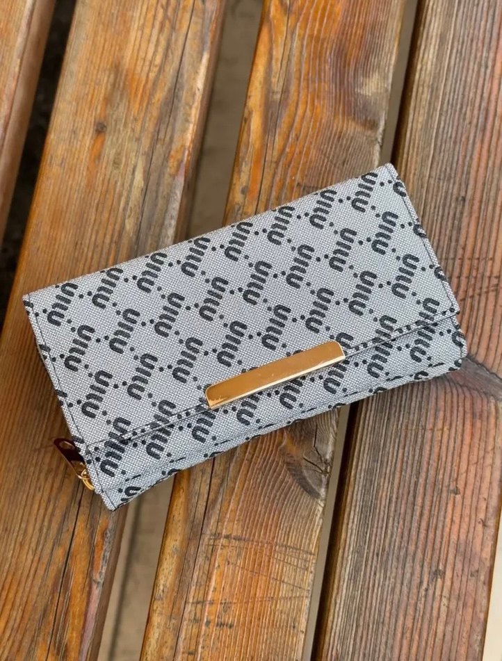 Gri Baskılı Kadın Clutch Cüzdan - Görsel 3