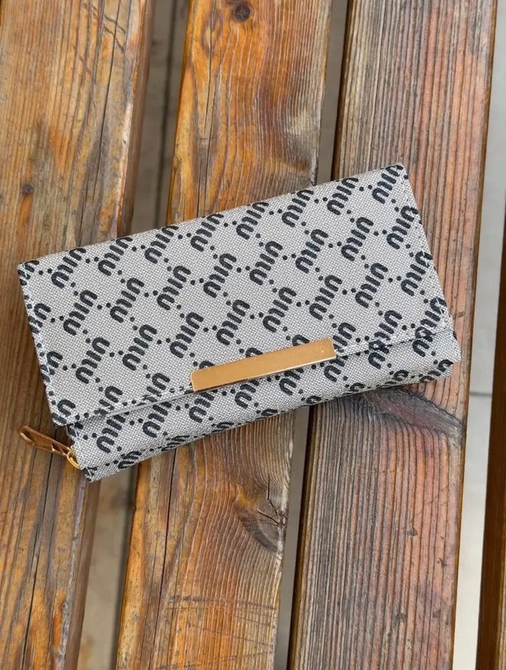 Gri Baskılı Kadın Clutch Cüzdan - Görsel 5