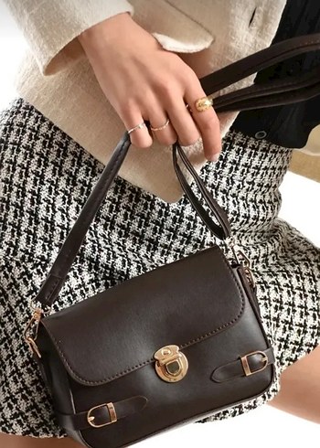 Bordo Deri Tokalı Kadın Çantası - Görsel 7