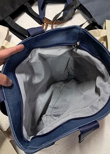 Mavi Baskılı Kadın Tote Çanta - Görsel 4