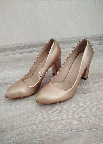 Bej Kadın Blok Topuklu Stiletto - Görsel 2