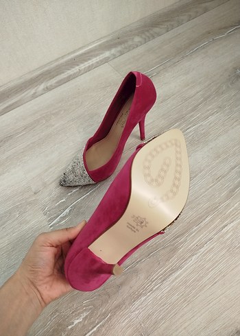 Pembe Süet Stiletto - Görsel 4