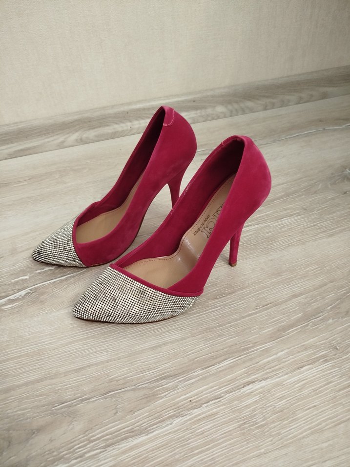 Pembe Süet Stiletto - Görsel 2