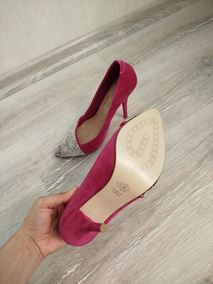 Pembe Süet Stiletto - Görsel 4