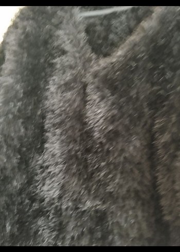 Uzun Kollu siyah Kadın Kürk kazak el örgüsü el emeği - Görsel 2