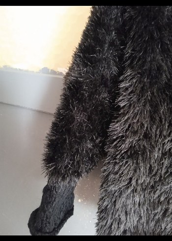 Uzun Kollu siyah Kadın Kürk kazak el örgüsü el emeği - Görsel 7