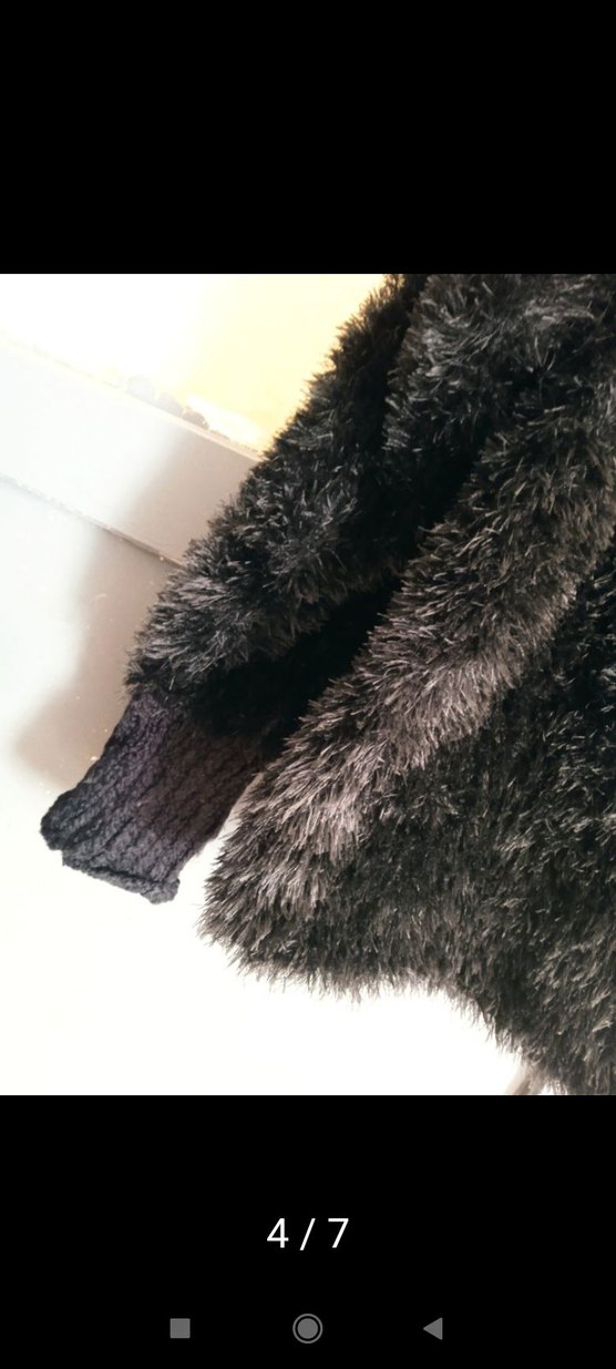 Uzun Kollu siyah Kadın Kürk kazak el örgüsü el emeği - Görsel 5