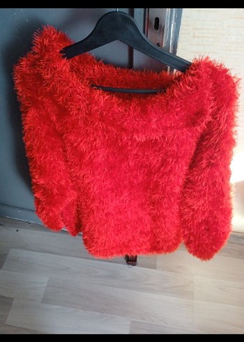 kiremit rengi Örgü el örgüsü Kadın Kazak - Görsel 4