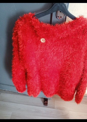 kiremit rengi Örgü el örgüsü Kadın Kazak - Görsel 2