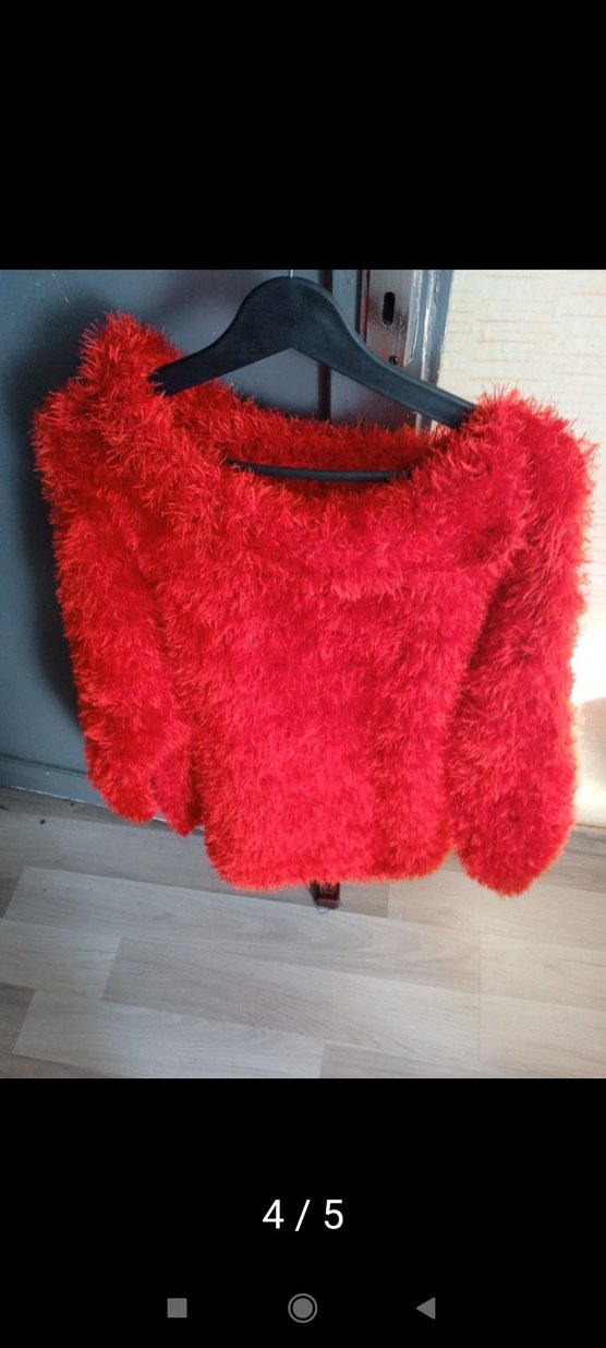 kiremit rengi Örgü el örgüsü Kadın Kazak - Görsel 4