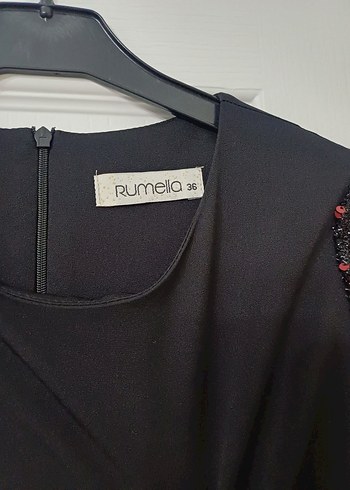 Uzun Kollu Siyah Pul İşlemeli Kadın Elbise - Görsel 7