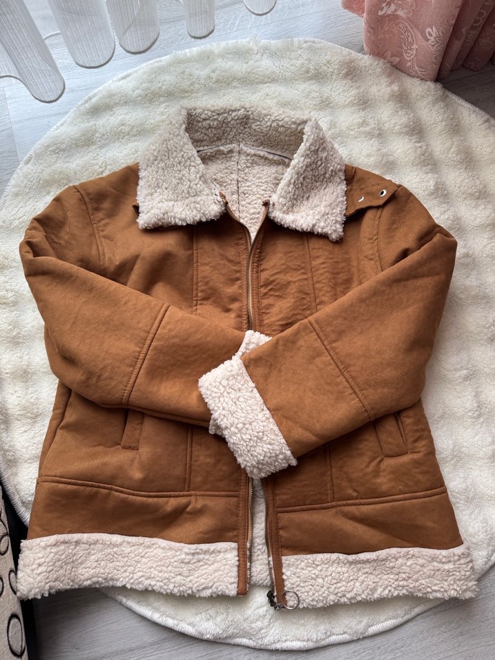Kahverengi Süet Kürklü Kadın Ceket - Görsel 2