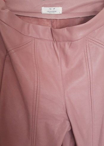 Pembe Midi Kadın suni deri Pantolon