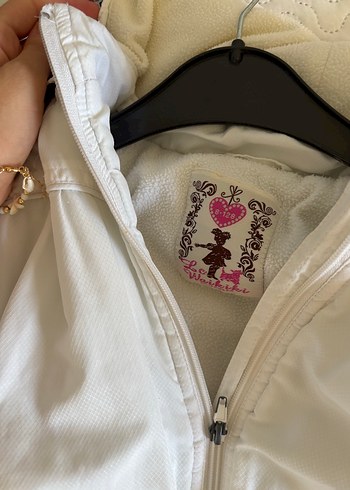 LC Waikiki Kız Çocuk Beyaz Fermuarlı Pamuk Ceket