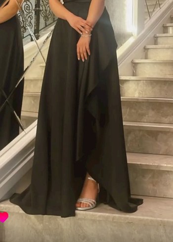 m Beden Uzun Siyah Straplez Gotik Abiye Elbise