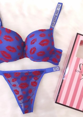 Renkli Baskılı Mavi Pop Kültür Sütyen Takımı