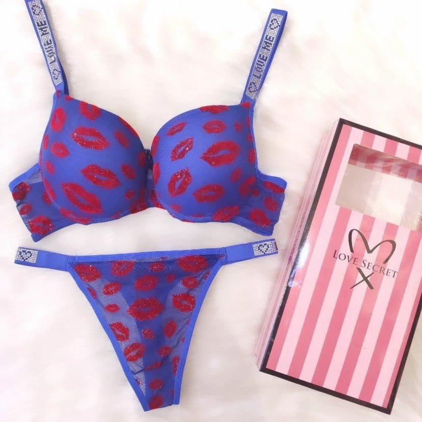 Renkli Baskılı Mavi Pop Kültür Sütyen Takımı - Görsel 2